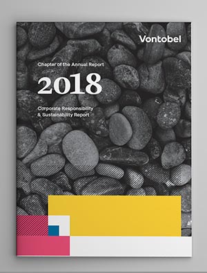 Excerpt Vontobel Annual Report 2018 Magazine on gray background